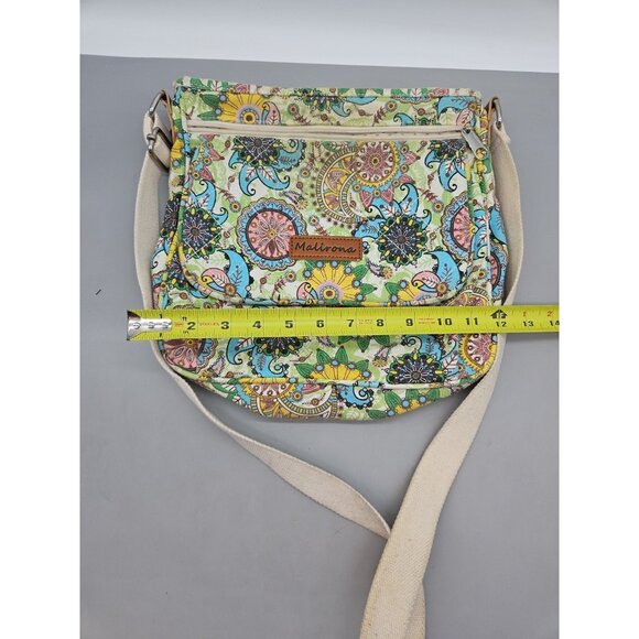 Malirona Floral Crossbody Canvas Handbag Multi Pocket Pre-Owned - Picture 3 of 12